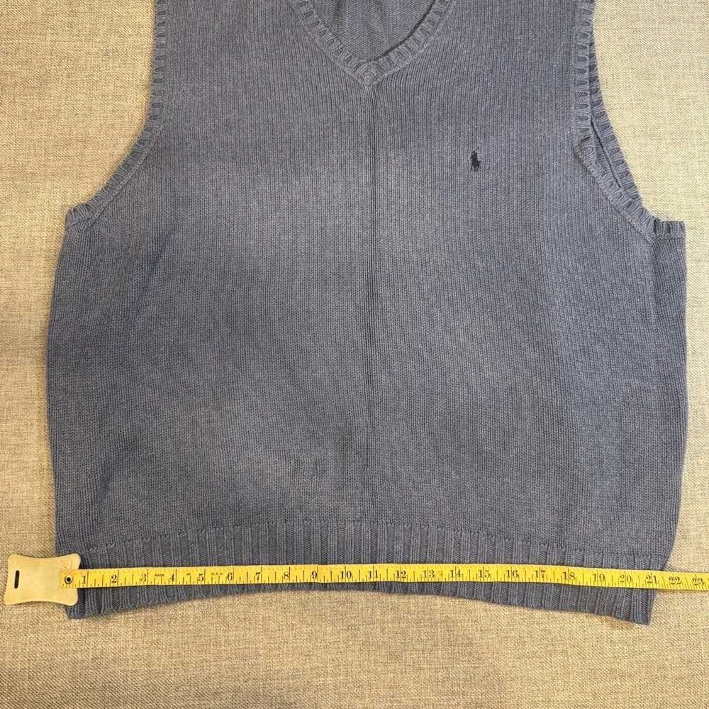 Polo Ralph Lauren Sweater Vest Mens XXL Blue V Neck Cotton Knit